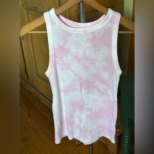 A New Day Pink and White Tie Dye Tank Top Medium
